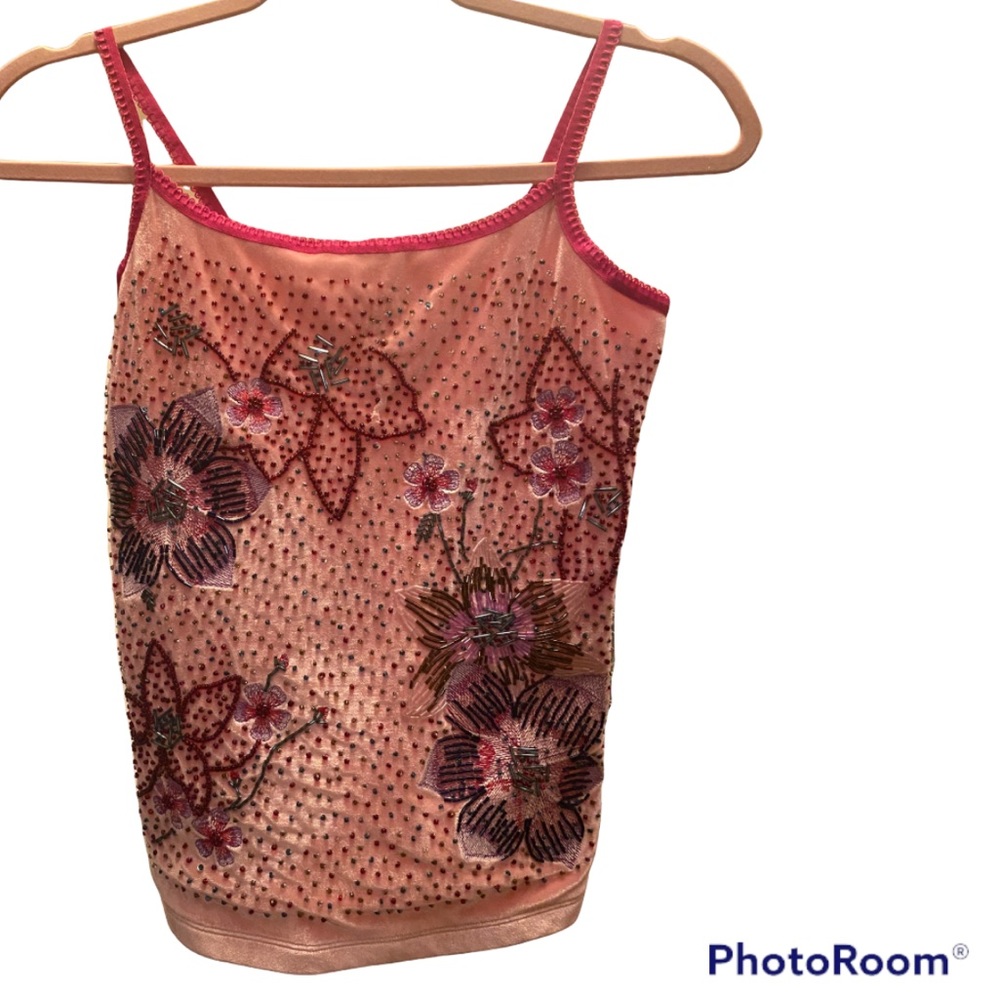 Vintage Express Beaded Floral Design Vintage Lace Back Dress Party Top ⭐️⭐️⭐⭐️⭐️